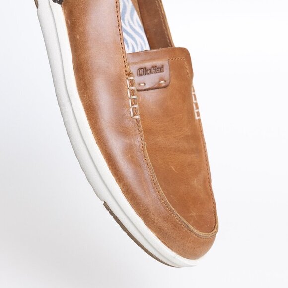 Olukai Kakaha Leather Loafer Brown Fox Slip On - Picture 8 of 16